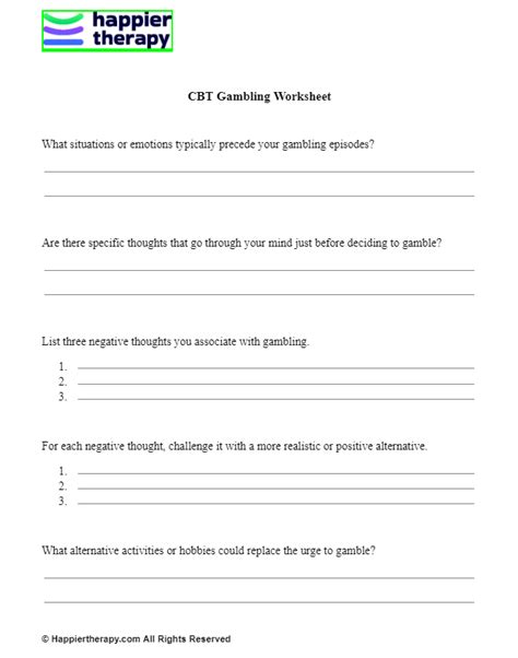 gambling worksheets|cbt for gambling addiction worksheet.